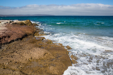 Landscape view of the beach on Santa Rosa Island during the day in Channel Islands National Park (California).