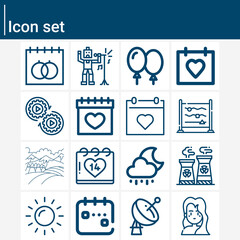 Simple set of solar related lineal icons.