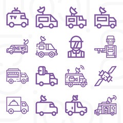 16 pack of police wagon  lineal web icons set