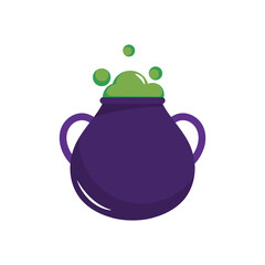 witch cauldron icon, flat style