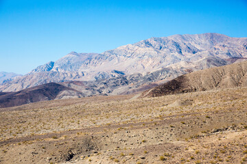Beautiful landscape view of the mountains and rough terrain of Death Valley National Park in California.