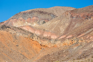 Beautiful landscape view of the mountains and rough terrain of Death Valley National Park in California.