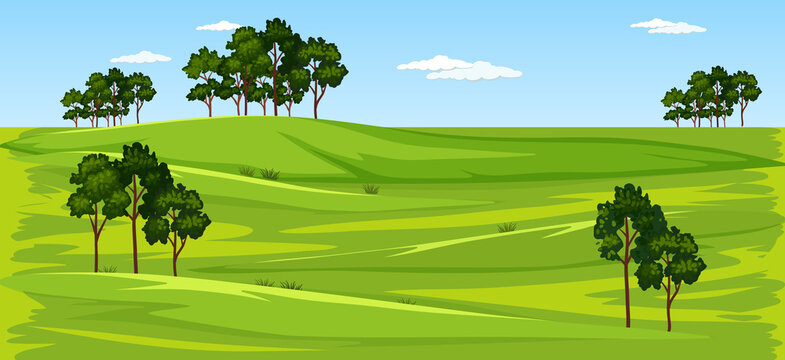 Blank green meadow nature landscape scene