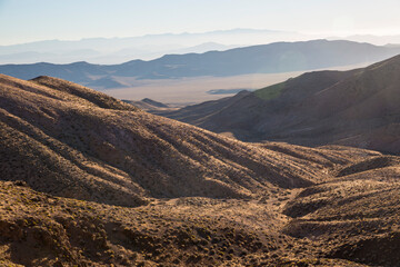 Landscape view of Death Valley National Park during sunrise as seen from Dantes View (California).