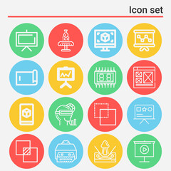16 pack of presenting  lineal web icons set