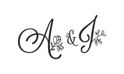 A&J floral ornate letters wedding alphabet characters