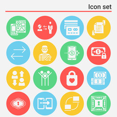 16 pack of assign  filled web icons set