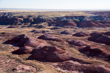 Landscape view of the beautifully colorful mounds in Petrified Forest National Park (Arizona).
