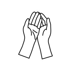 Gesture of the hands folded in prayer, Hands cupped together, line style