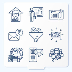 Simple set of 9 icons related to banker