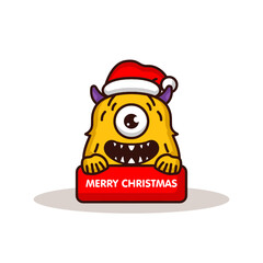 Cute monster with Christmas costume