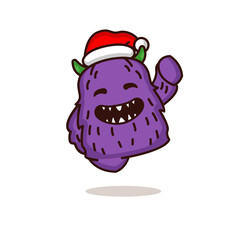 Cute monster with Christmas costume