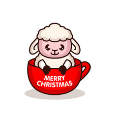 Cute sheep with Christmas costume