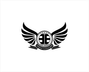 Obraz premium Retro wings badge with letter A . vintage logo vector design element