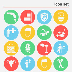 16 pack of plainly  filled web icons set