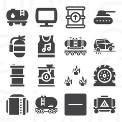 16 pack of freight car  filled web icons set