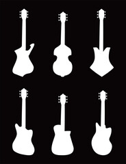 guitars instruments black and white style icon bundle vector design