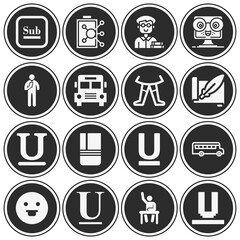 16 pack of comparative  filled web icons set