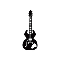 guitar electric instrument with ornament black and white style icon vector design