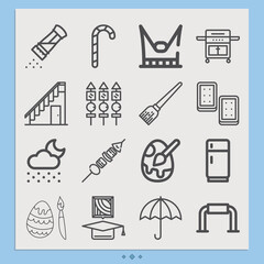 Simple set of umbrella related lineal icons.