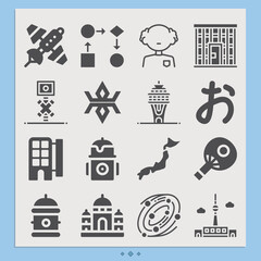 Simple set of monuments related filled icons.