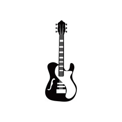 Obraz premium guitar acoustic instrument with ornament black and white style icon vector design