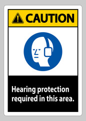 Caution PPE Sign Hearing Protection Required In This Area with Symbol