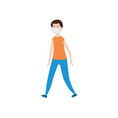 cartoon man using a medical mask, flat style