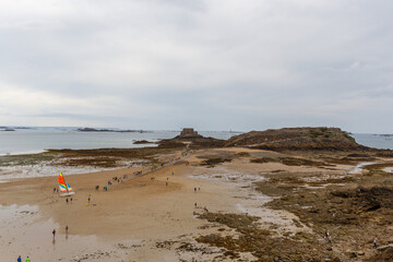 Summer coastline landscape of Saint Malo in a cloudy day, Brittany, France