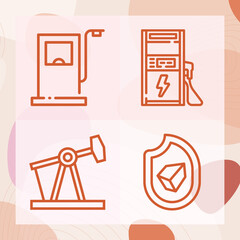 Simple set of fossil related lineal icons