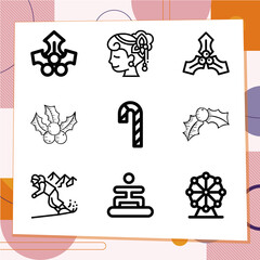 Simple set of 9 icons related to yorkshire