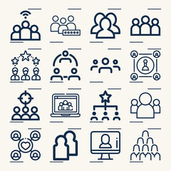 Simple set of ethnicity related lineal icons.