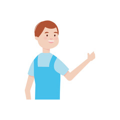 icon of cartoon happy builder man wearing overalls, flat style