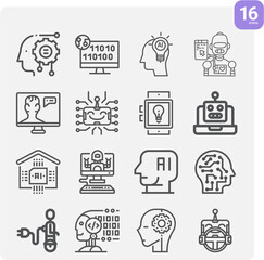 Simple set of machine translation related lineal icons.