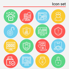 16 pack of collateral  lineal web icons set