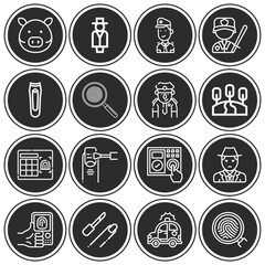 16 pack of cop  lineal web icons set