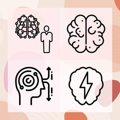 Simple set of neural structure related lineal icons