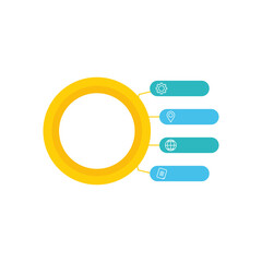 infographic round chart with four options and business related icons