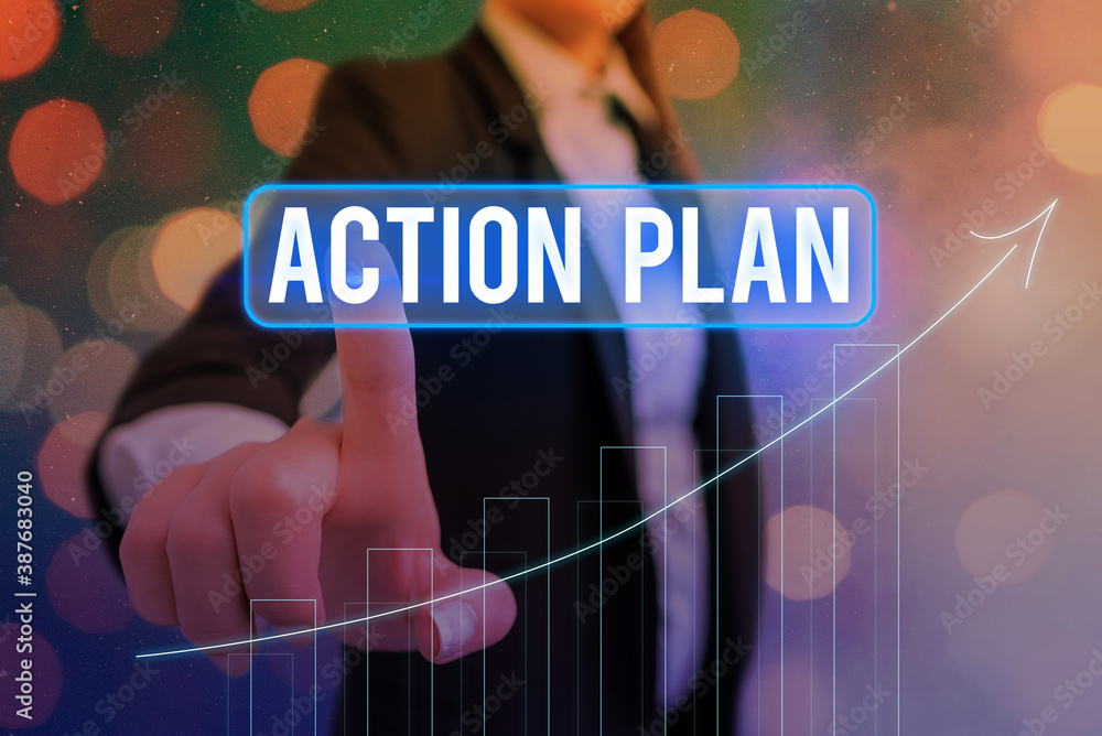 Poster conceptual hand writing showing action plan. concept meaning list of things or schedule to be made t