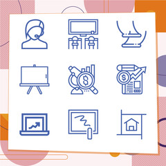 Simple set of 9 icons related to differential