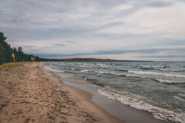 Sandy beach and waves lake Superior Ontario Canada 