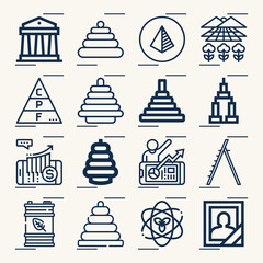 Fototapeta na wymiar Simple set of pyramid related lineal icons.