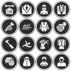 16 pack of damages  filled web icons set