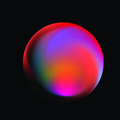Vibrant colorful gradient blurred circle, abstract neon spot on dark background.