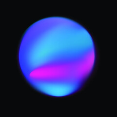 Vibrant colorful gradient blurred circle, abstract neon spot on dark background.