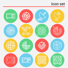 16 pack of microwave  lineal web icons set