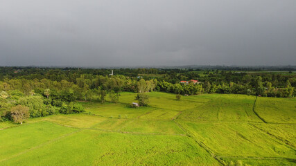 Fototapeta na wymiar Aerial views of arable agriculture and rural area rainstorms.