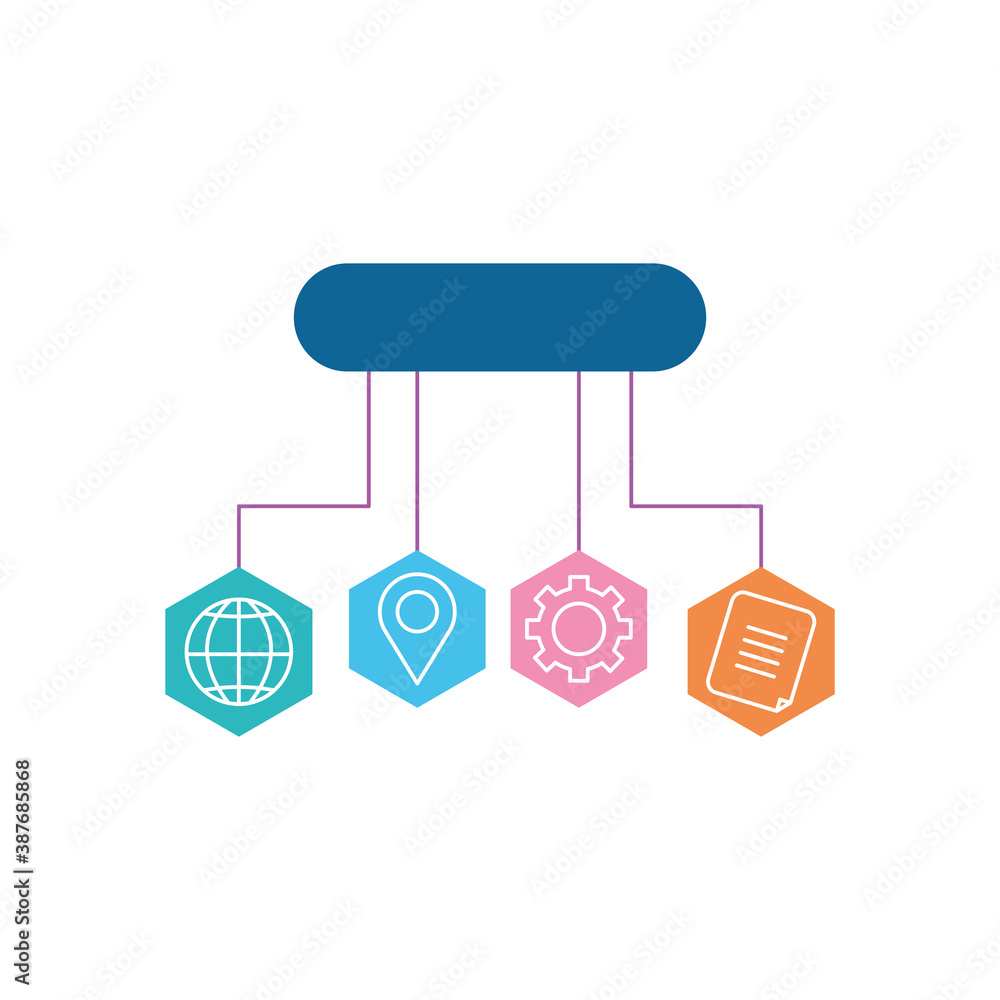 Poster elements of graph, diagram and chart with 4 steps, options, parts or processes with business related