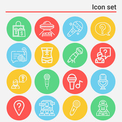 16 pack of interview  lineal web icons set