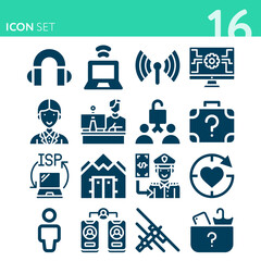 Simple set of 16 icons related to enlisted